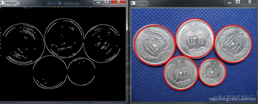 Python OpenCV 之霍夫圆检测应用