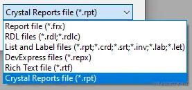 文件打开菜单，格式选择器