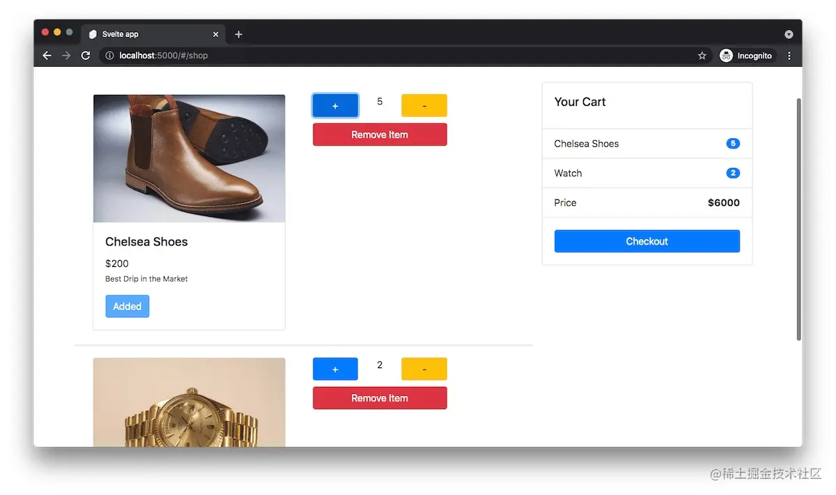 "Update Cart Items - E-commerce App"