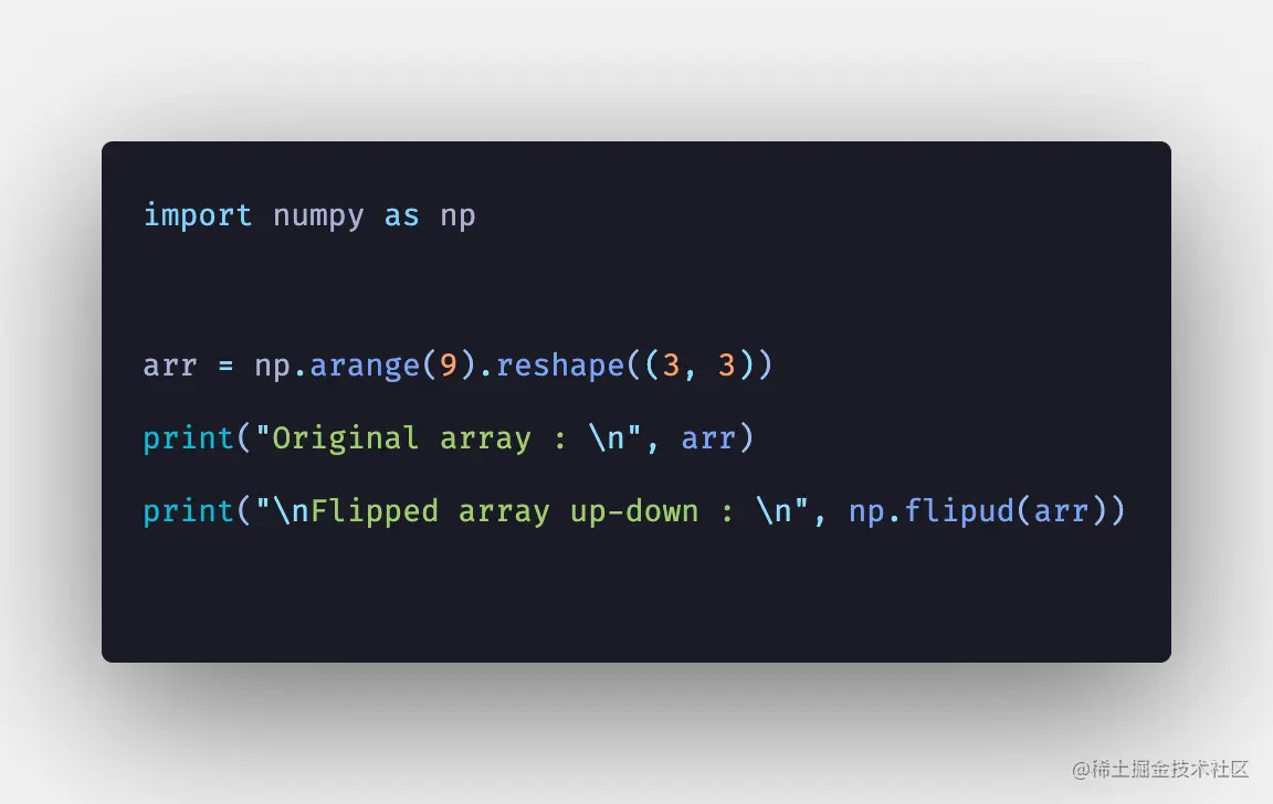 Python NumPy flipud() Function Example