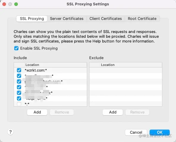 SSL Proxying Settings