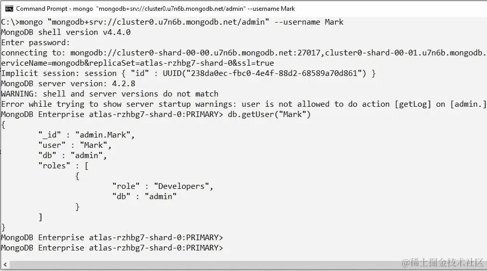 图 3.39：连接 MongoDB Shell