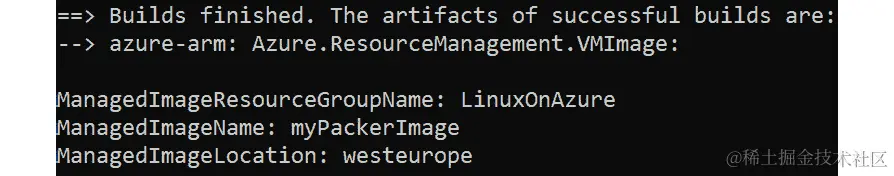 Packer 提供的图像摘要，构建完成后