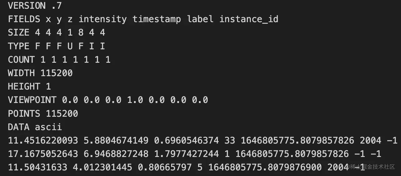 ASCII编码的PCD文件
