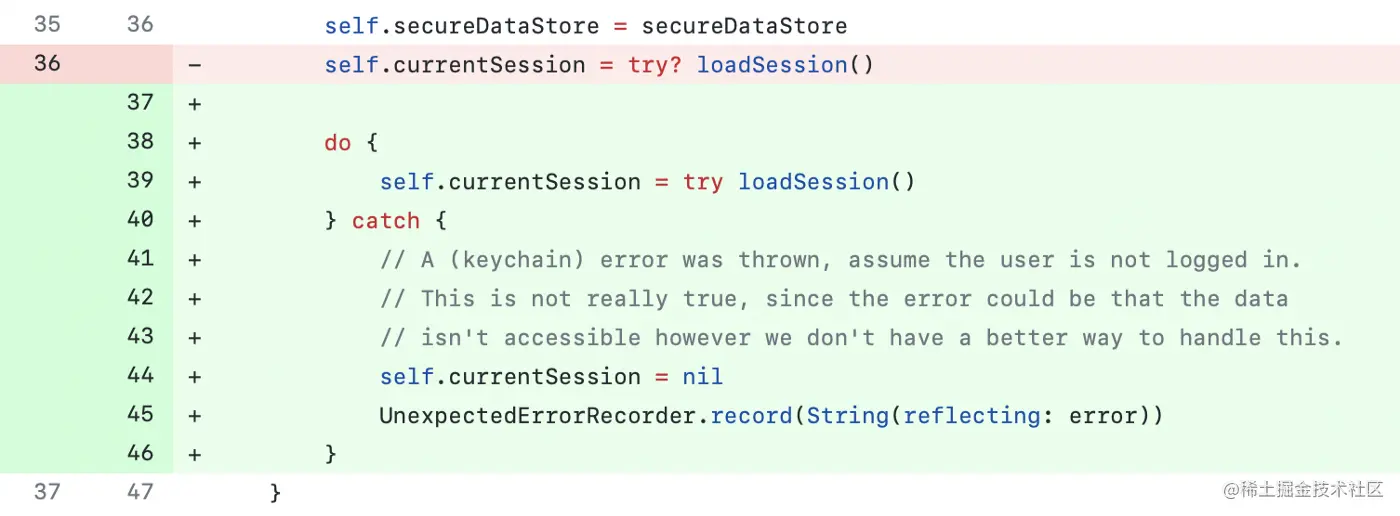 虽然我们无法改变加载会话的行为，但我们能够开始记录错误并更好地记录我们实现的当前行为。