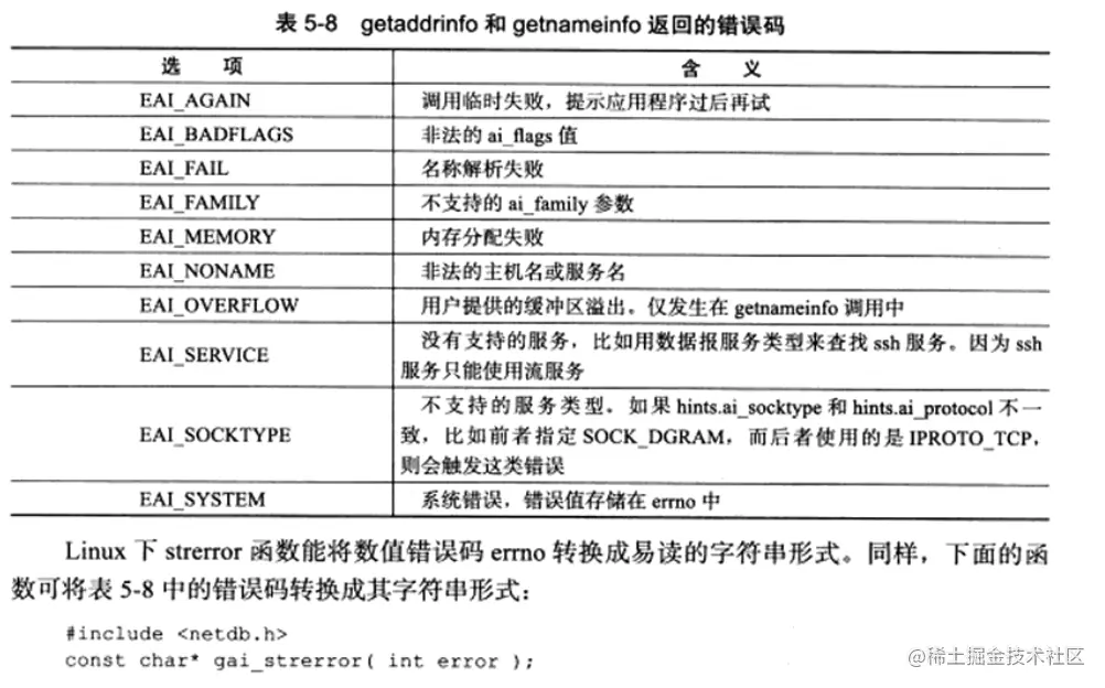 getaddrinfo错误码