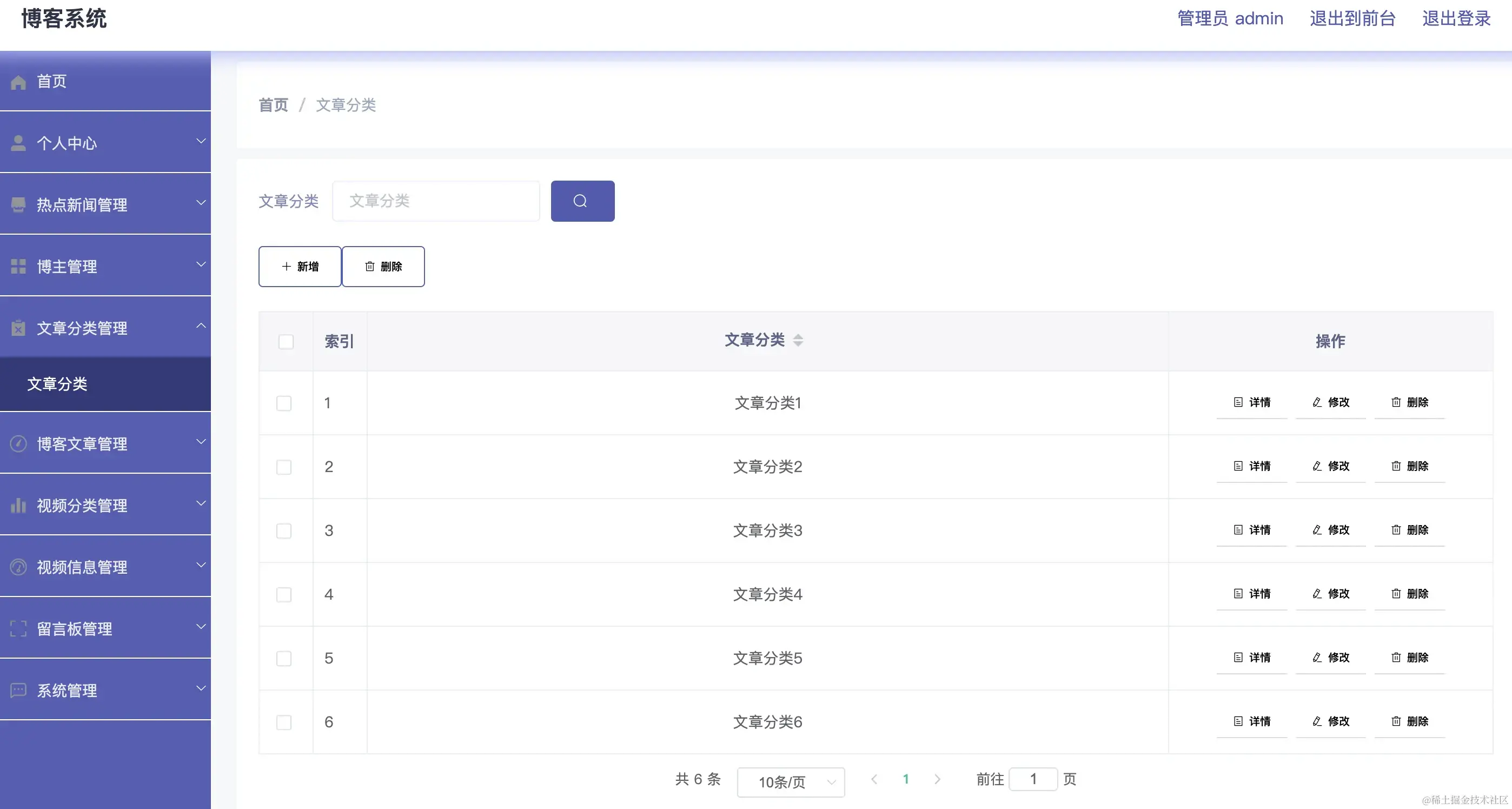 文章分类管理