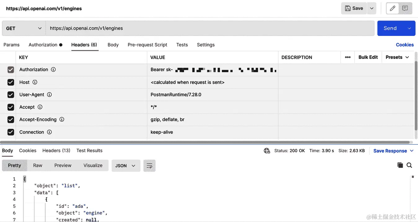 图 4.13 – 使用 API 密钥作为承载令牌的授权标头