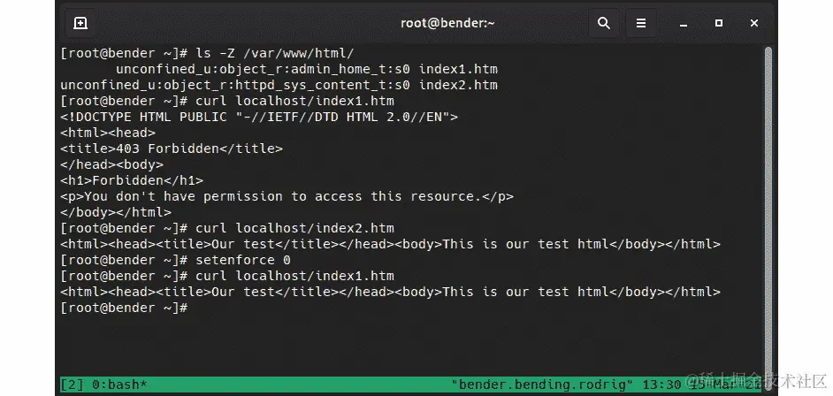 图 10.7 – 在 SELinux 的宽容模式下重试