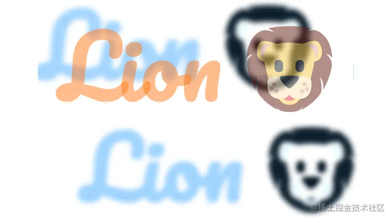 Firefox screenshot. Shows a slightly offset blurred mono (bluish in this case) text and emoji element below everything else. 'Everything else' in this case is another text and emoji element that uses a semitransparent color so we can partly see through to the background which is set to the slightly offset blurred element via the element() function. This slight offset means the actual text doesn't perfectly overlap with the background one anymore.