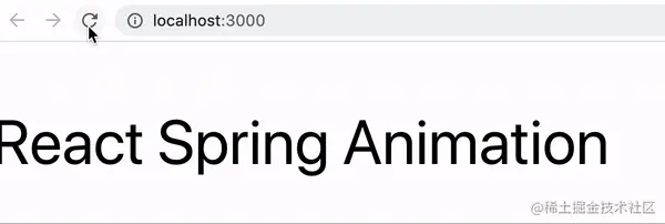 gif of webpage that says "react spring animation" with zoom in animation