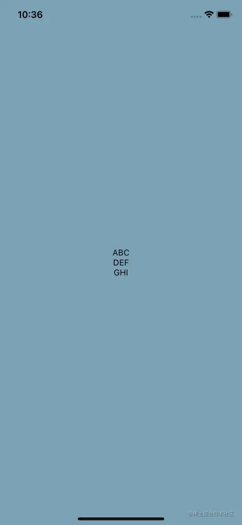 Flex Direction Row Property Stacking Letters A,B,C, On Top Of Letters D,E,F, On Top Of Letters G,H,I In Center Of Mobile Screen