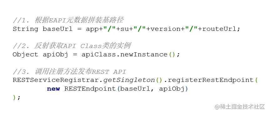 图7 调用CAF框架接口注册发布RESTful API