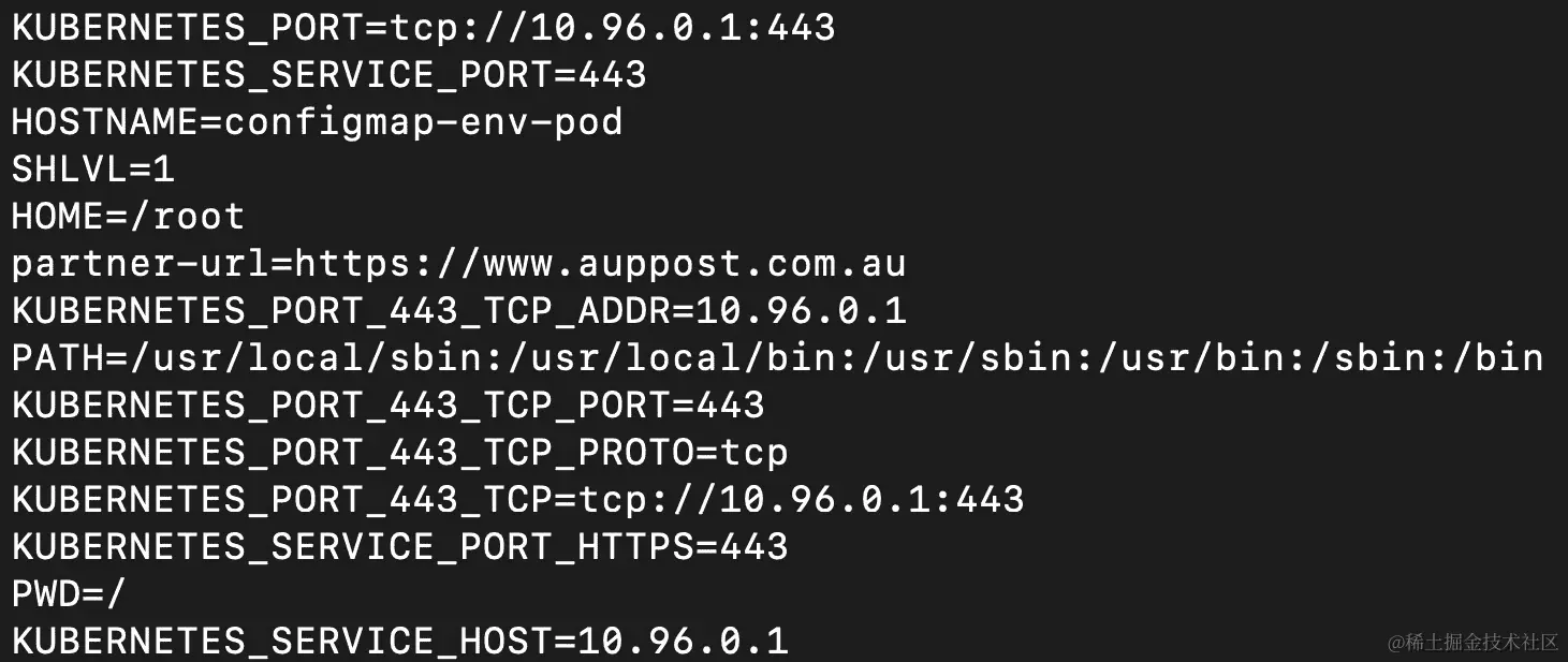 图 10.4：获取 configmap-env-pod 的日志