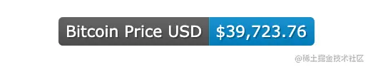 GitHub badge. On the left is a gray label with white text. On the right is a blue label with white text showing the price of Bitcoin.