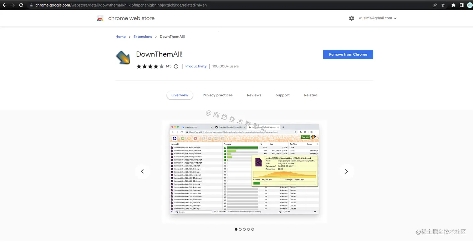 谷歌浏览器DownThemAll插件