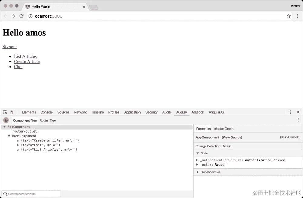 使用 Angular Augury