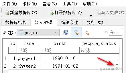SQLitebrowser中的结果