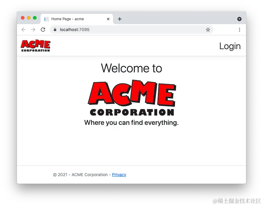 Sample app home page