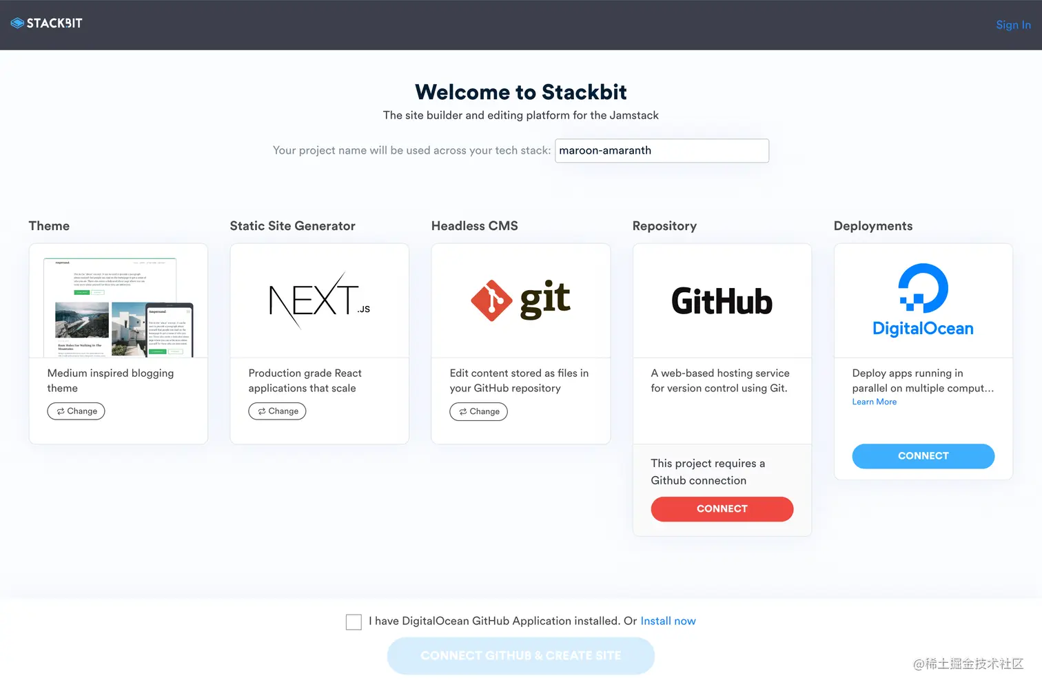 Connect GitHub to Stackbit
