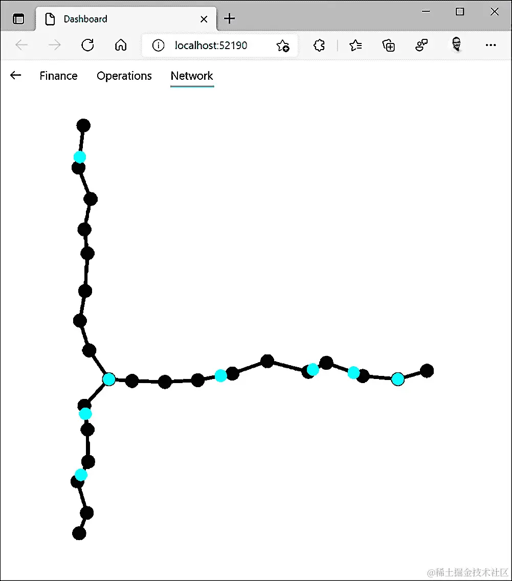 图 6.3-在浏览器中运行时应用程序中显示的网络地图