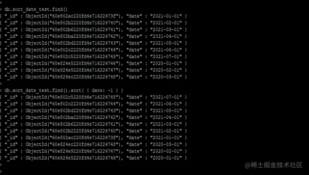 mongoDB sort by date 3