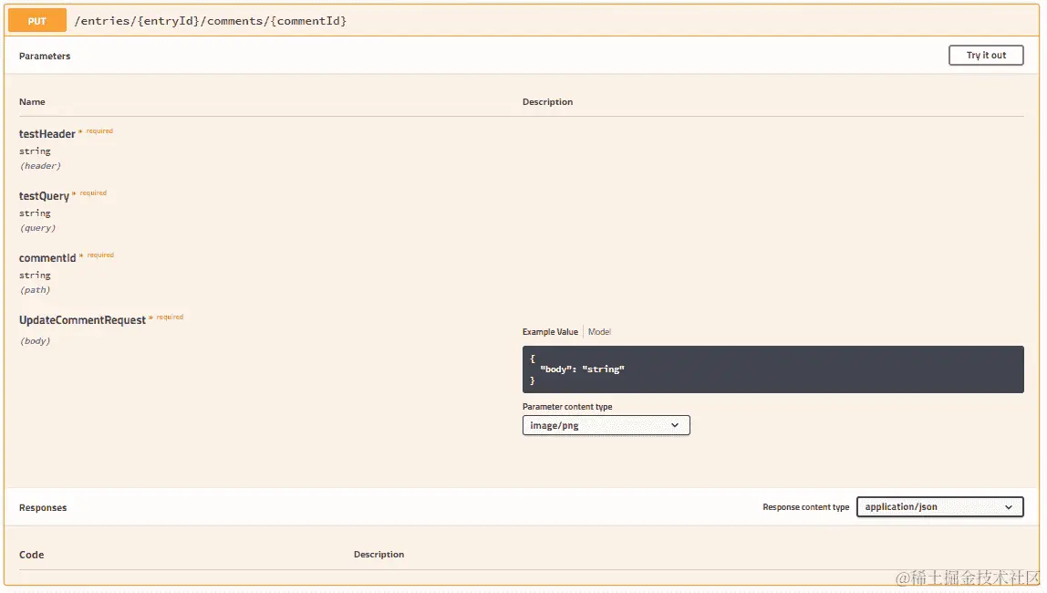 评论 Put Swagger UI