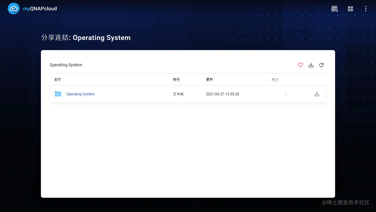 SmartShare myQNAPCloud 分享页面