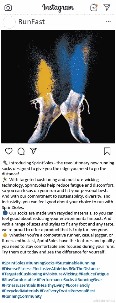 图 7.11 – 由 ChatGPT 和 DALL-E 完全生成的 Instagram 帖子