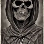 Skeletor in the 1880s, created by Stable Diffusion.