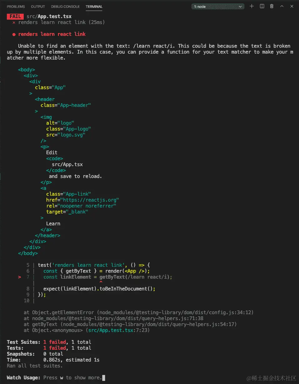 图 6.9-更改 App.tsx 后的错误