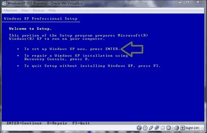 在 Oracle VM VirtualBox 上安装 WindowsXP