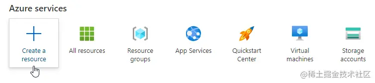 Azure services select Create a resource