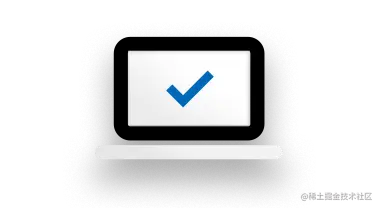 带有复选标记的电脑图标