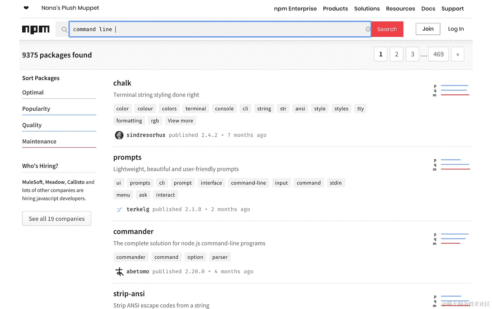 图 2.4：搜索一个包来帮助我们构建一个命令行应用程序