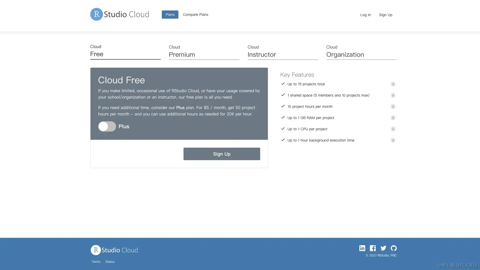 RStudio Cloud 首页