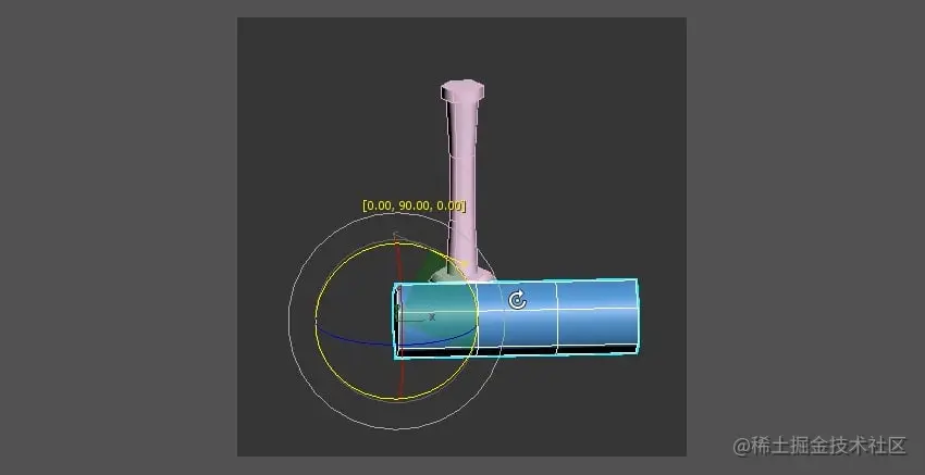 将气缸旋转 90 度