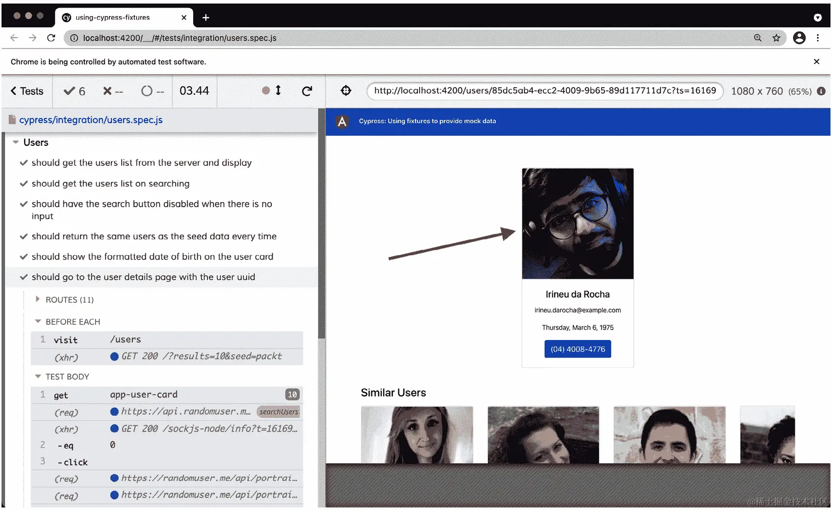 图 11.20 - 使用 fixture 中的图像进行 Cypress 测试