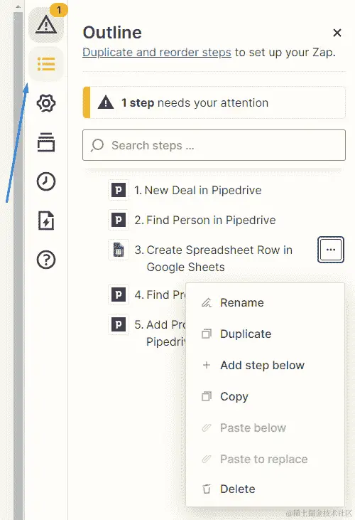 图 6.12 – 在 Zap 编辑器的概览部分管理步骤