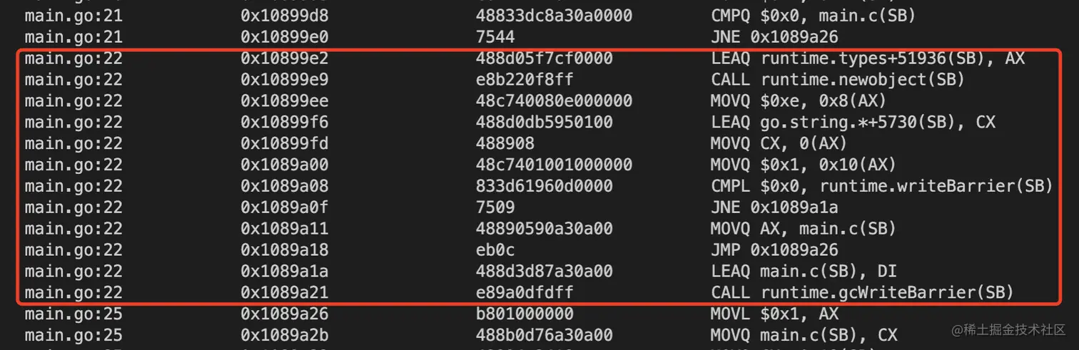 golang赋值的汇编代码