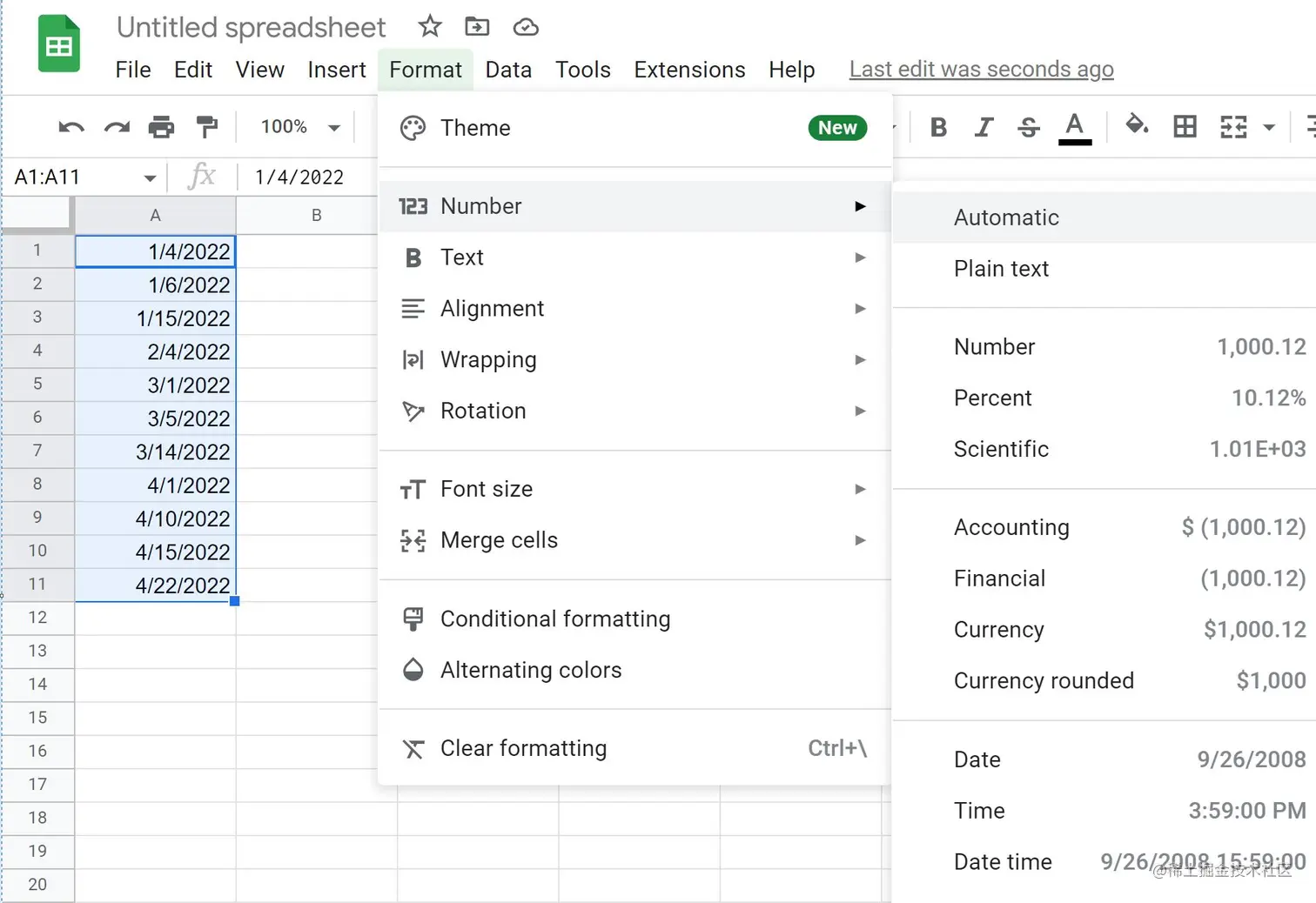 Google Sheets convert dates to numbers
