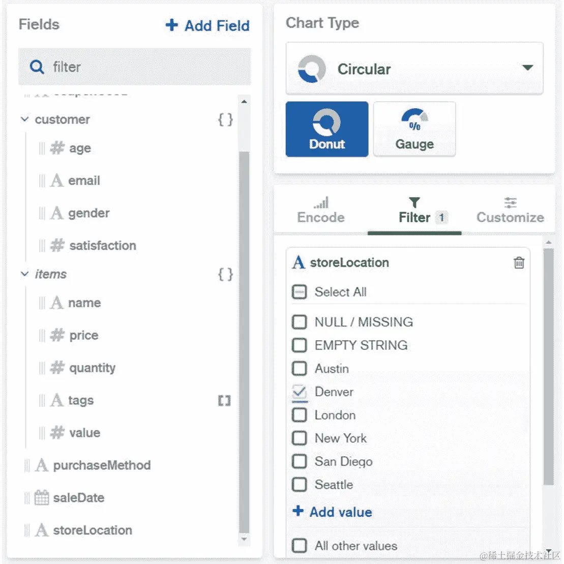 图 12.58：仅从位置列表中选择丹佛