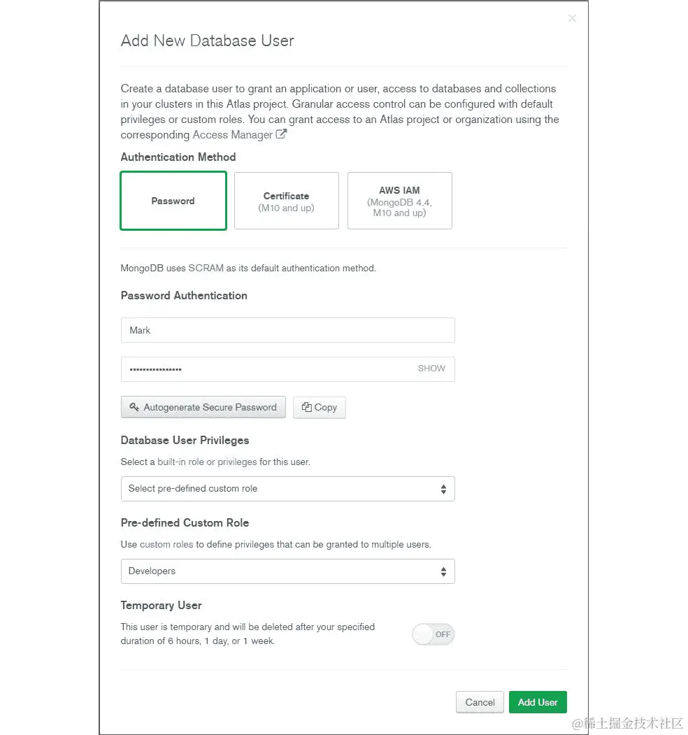 图 3.46：添加名为 Mark 的新用户