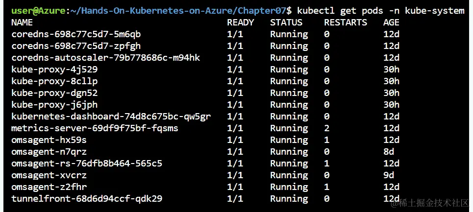 使用 kubectl get pods -n kube-system 列出 kube-system 命名空间中所有 Pod 的名称、状态、重启次数和年龄。