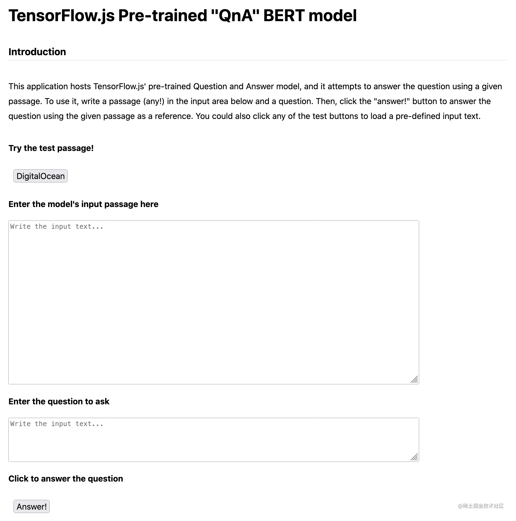 How to deploy the pre-trained question and answer tensorflow.js model ...
