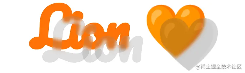 Chrome screenshot. Shows two text and emoji layers partly overlapping. The top one is semitransparent, so through it, we can see the layer underneath blurred (by applying a backdrop-filter on the top one).