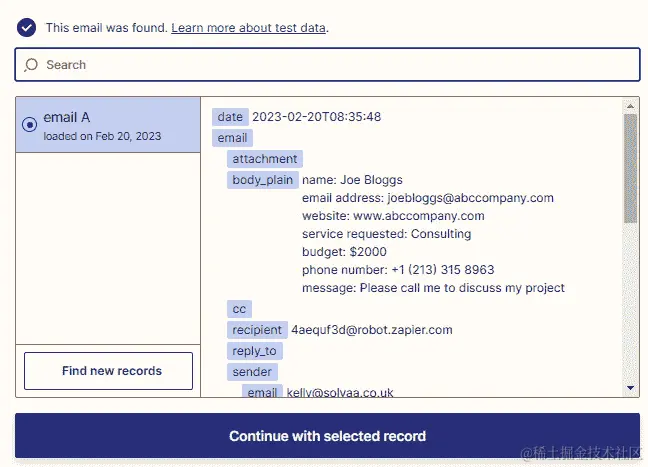 图 17.13 – 将用于说明从文本块中提取数据的触发数据