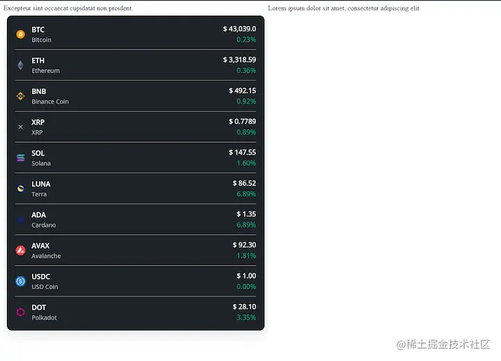 React Demo CryptoList Widget