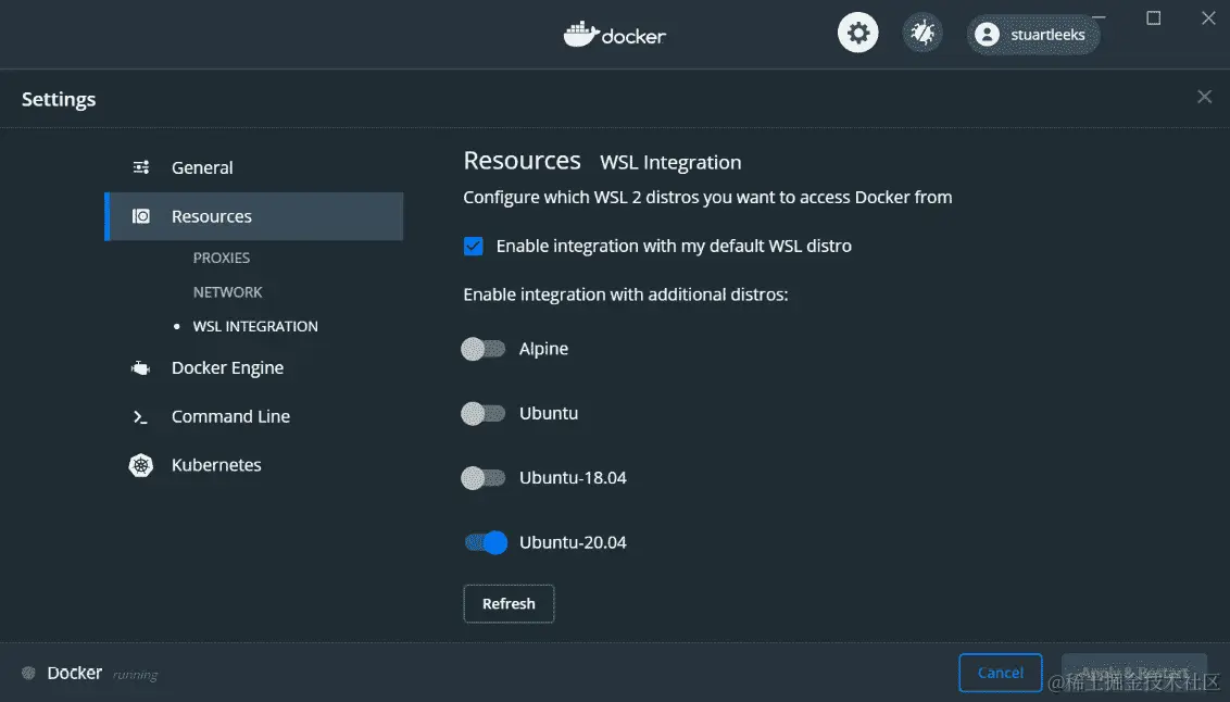 图 7.2 - WSL 集成的 Docker 设置的屏幕截图