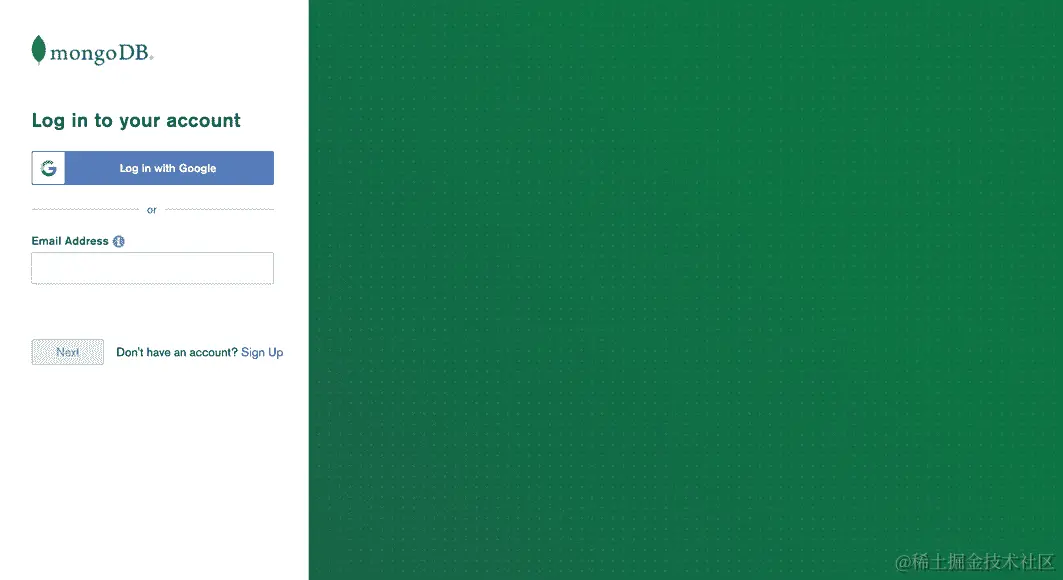 图 1.25：MongoDB Atlas 登录页面